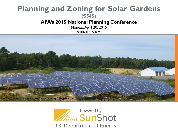 Planning and Zoning for Solar Gardens American Planning Association's